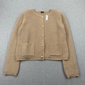 NWT Talbots Gold Metallic Knit Kate Cardigan Womens XL Sweater Jacket Button Up
